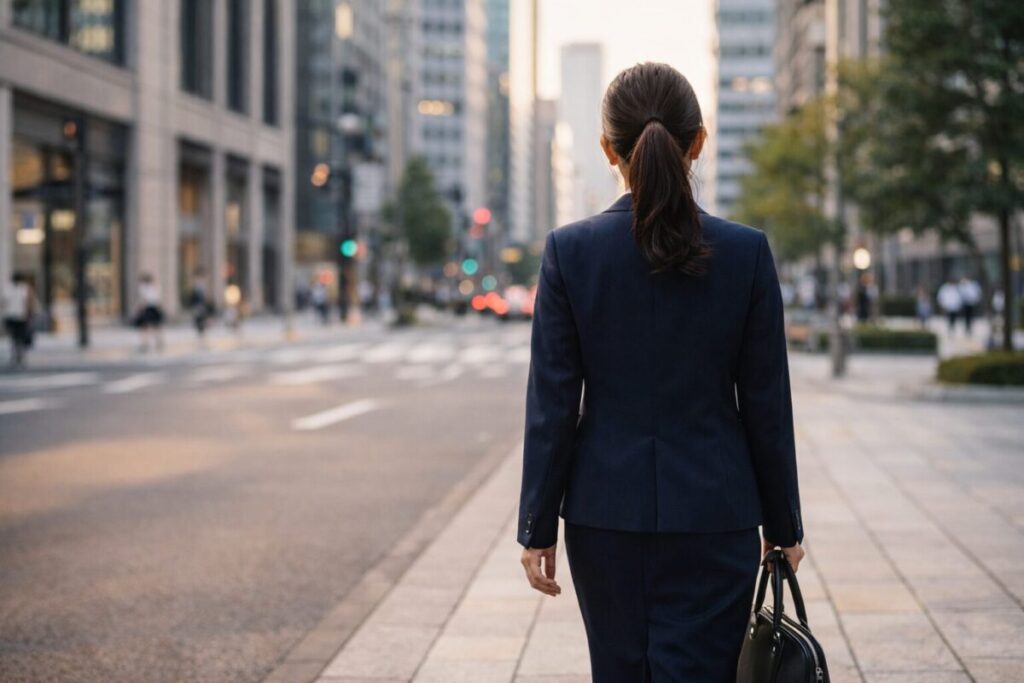 時間がない中でも副業のために少しずつ前に進む会社員の後ろ姿の写真