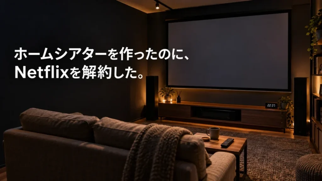 映画を見る時間が足りずNetflixを解約したホームシアターのイメージ