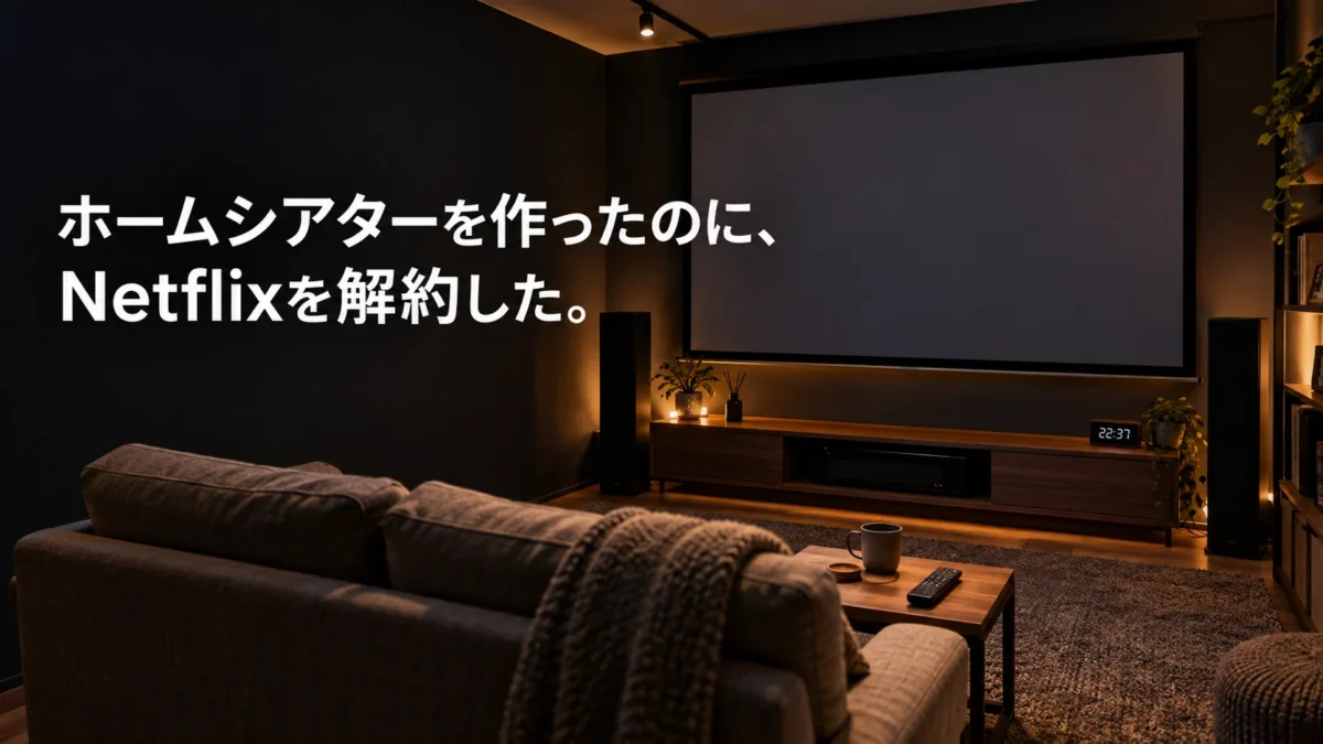 映画を見る時間が足りずNetflixを解約したホームシアターのイメージ